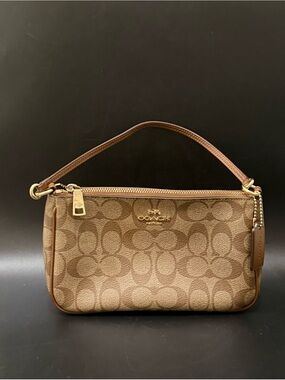 COACH F58321 Khaki/Brown Coated Canvas Mini Y2K Style Top Handle Shoulder Bag